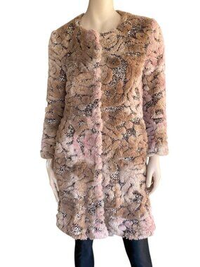AIRFIELD Figaro Metallic Faux Fur Coat Rose Oversized 4
